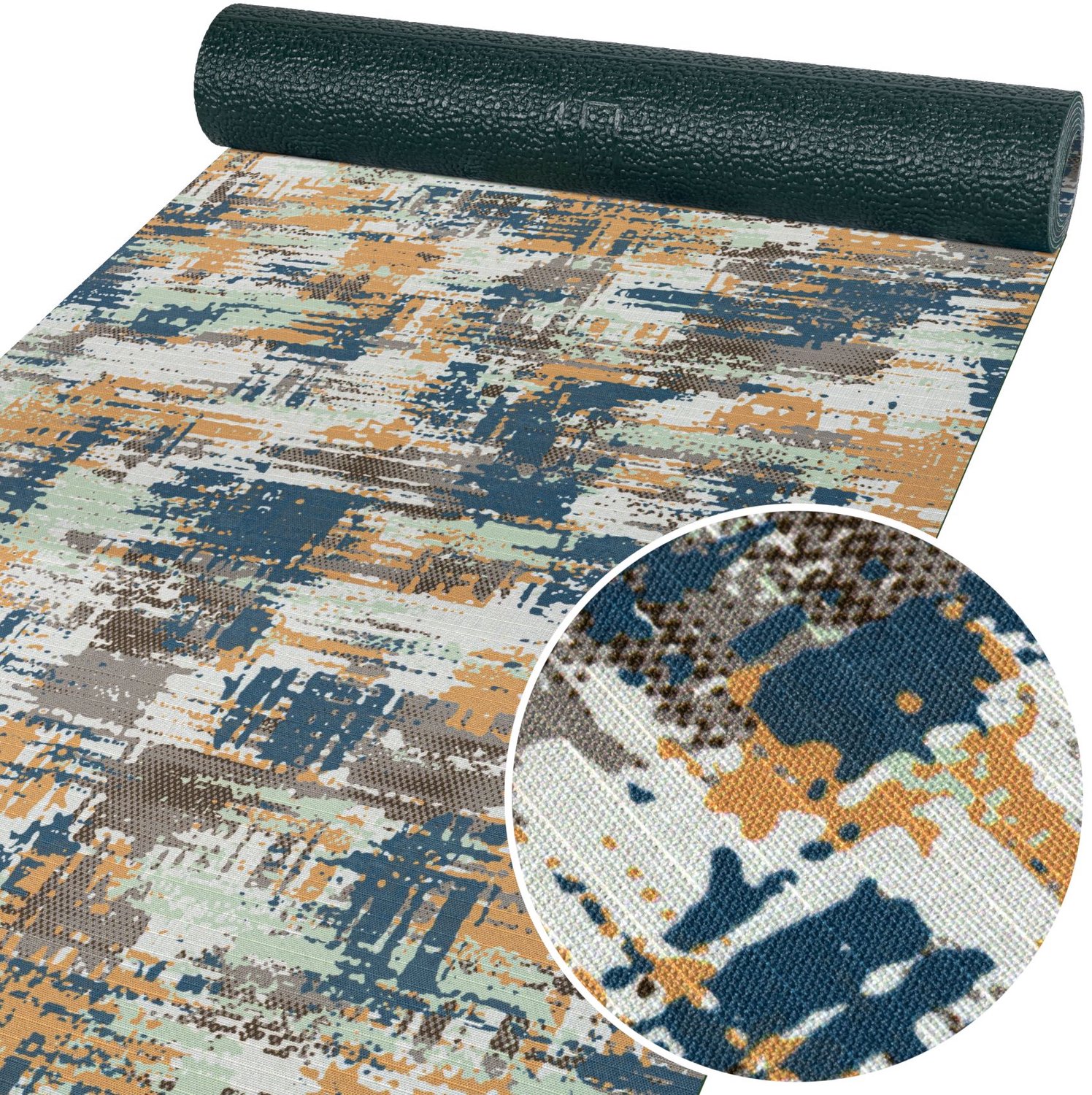 ANRO Keukenloper Ruvina Abstract Blauw-Oranje 160x52cm – Antislip Gangloper Tapijtloper 3 mm