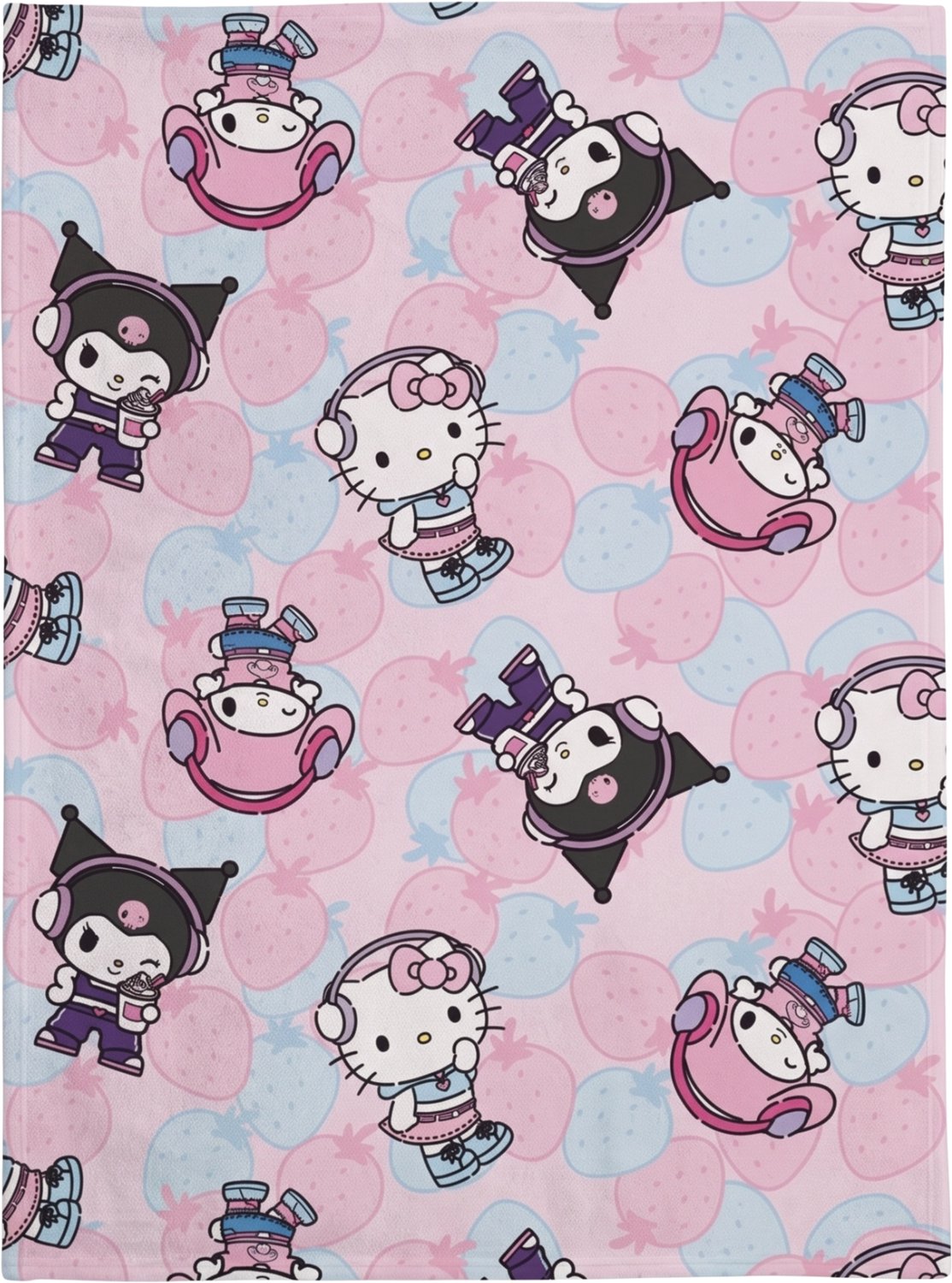 Hello Kitty Fleece deken - 110 x 150 cm - Flanel Blauw