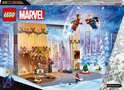 LEGO Marvel Avengers Adventskalender met Iron Man, Captain America, Spider-Man, 24 cadeautjes en winterse stad.