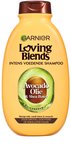 Garnier Loving Blends shampoo met avocado-olie en sheaboter voor zeer droog, golvend of krullend haar in gele fles.