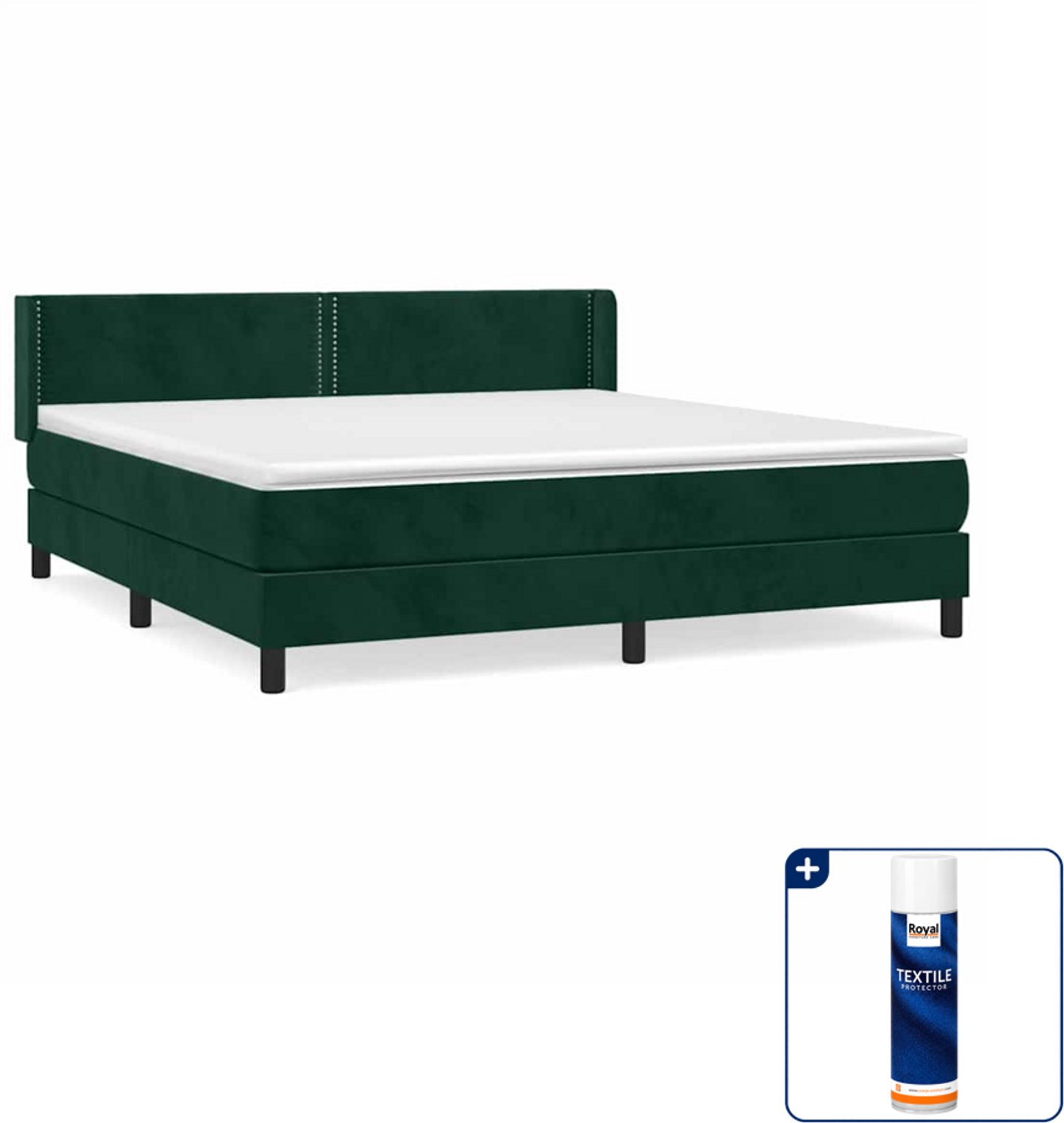 vidaXL Boxspring Kingsize - 180 x 200 cm - fluweel - donkergroen - Inclusief textielbeschermer 500 ml