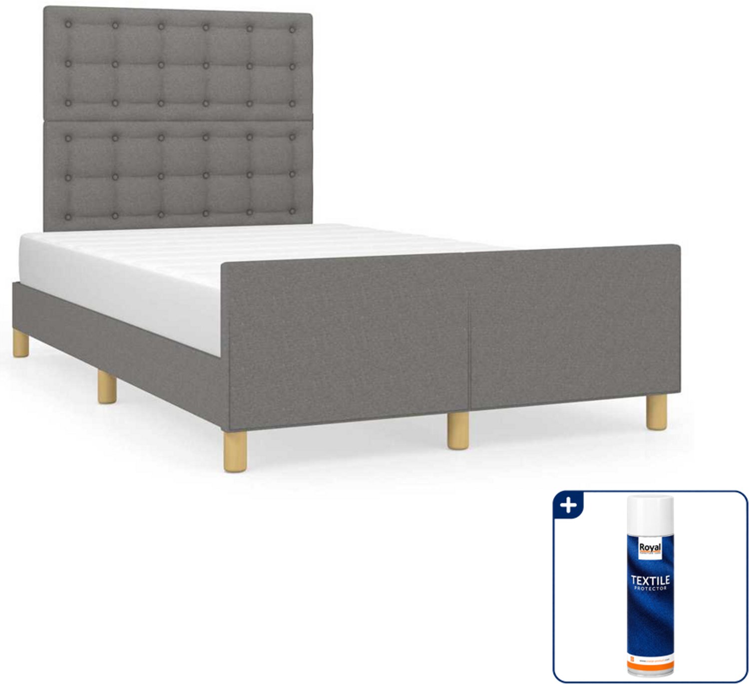 vidaXL bedframe - 120 x 200 cm - stof - donkergrijs - Inclusief textielbeschermer 500 ml