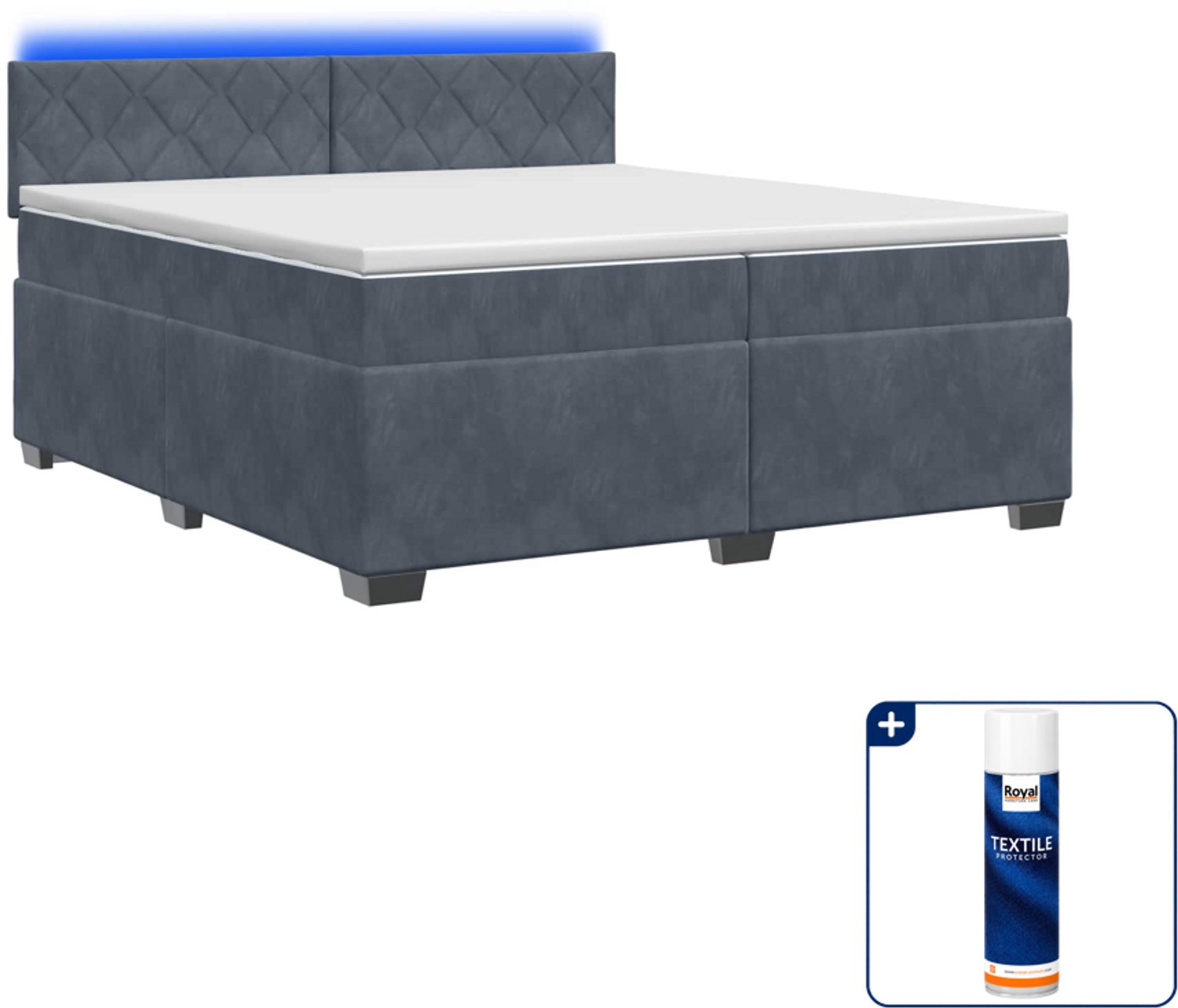 vidaXL boxspring - 200 x 200 cm - donkergrijs - Inclusief textielbeschermer 500 ml