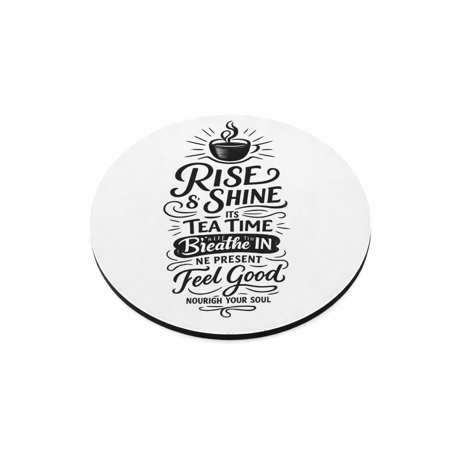 Mr Cadeautjes MDF magnetische fotolijst rond Ø 9,5 - design Een ochtendthema met een warme drank en een positieve boodsc | cadeau Wit