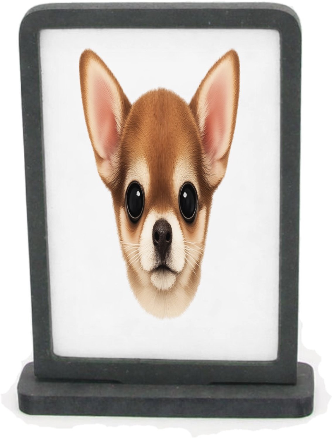 Mr Cadeautjes Houten fotolijst rechthoek met MDF inleg - design Een klein, centraal portret van een nieuwsgierige kat met ro | cadeau Wit