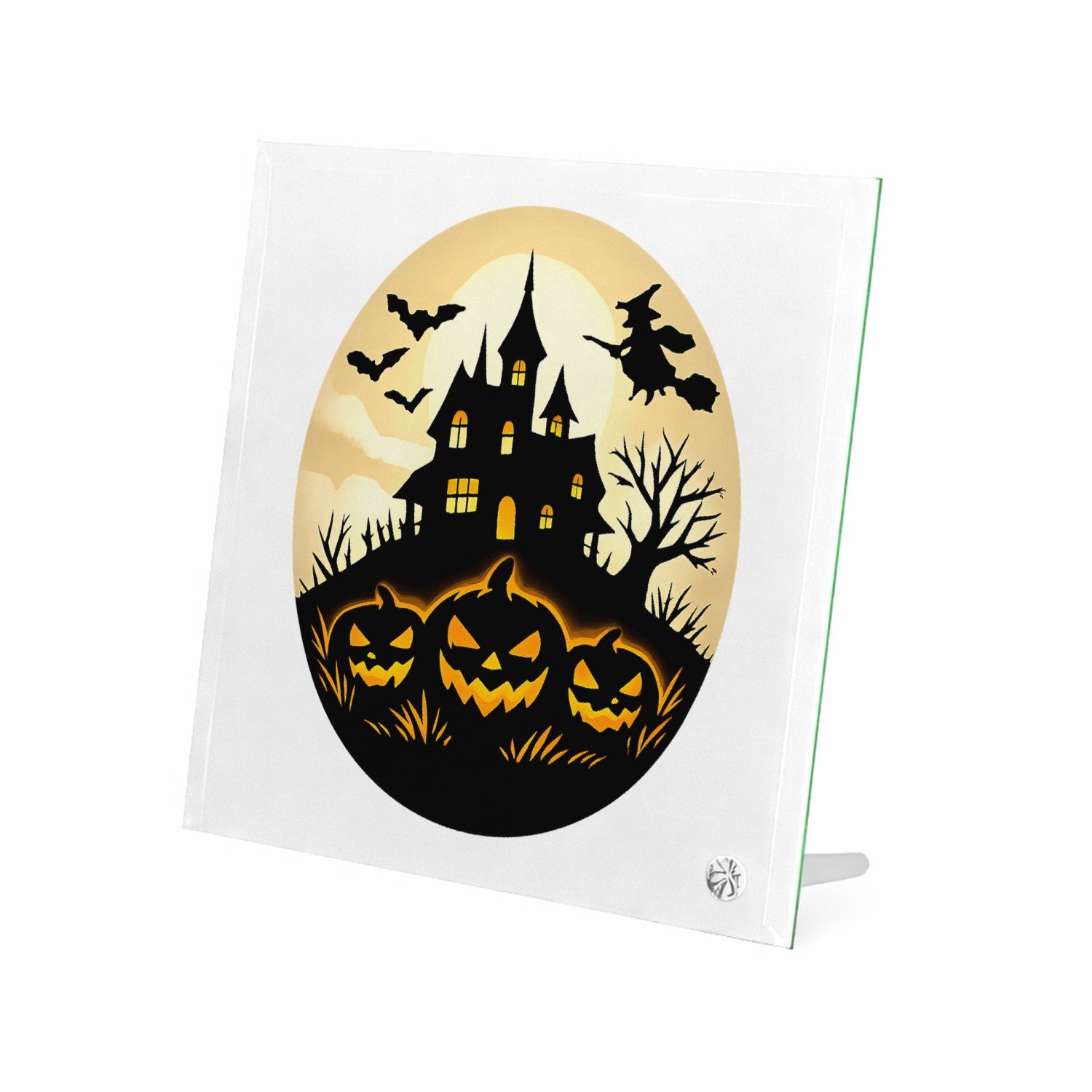 Mr Cadeautjes Glasframe 20 x 20 - design Een nachtelijke winterscene in dezelfde grafische opzet, met | cadeau Wit