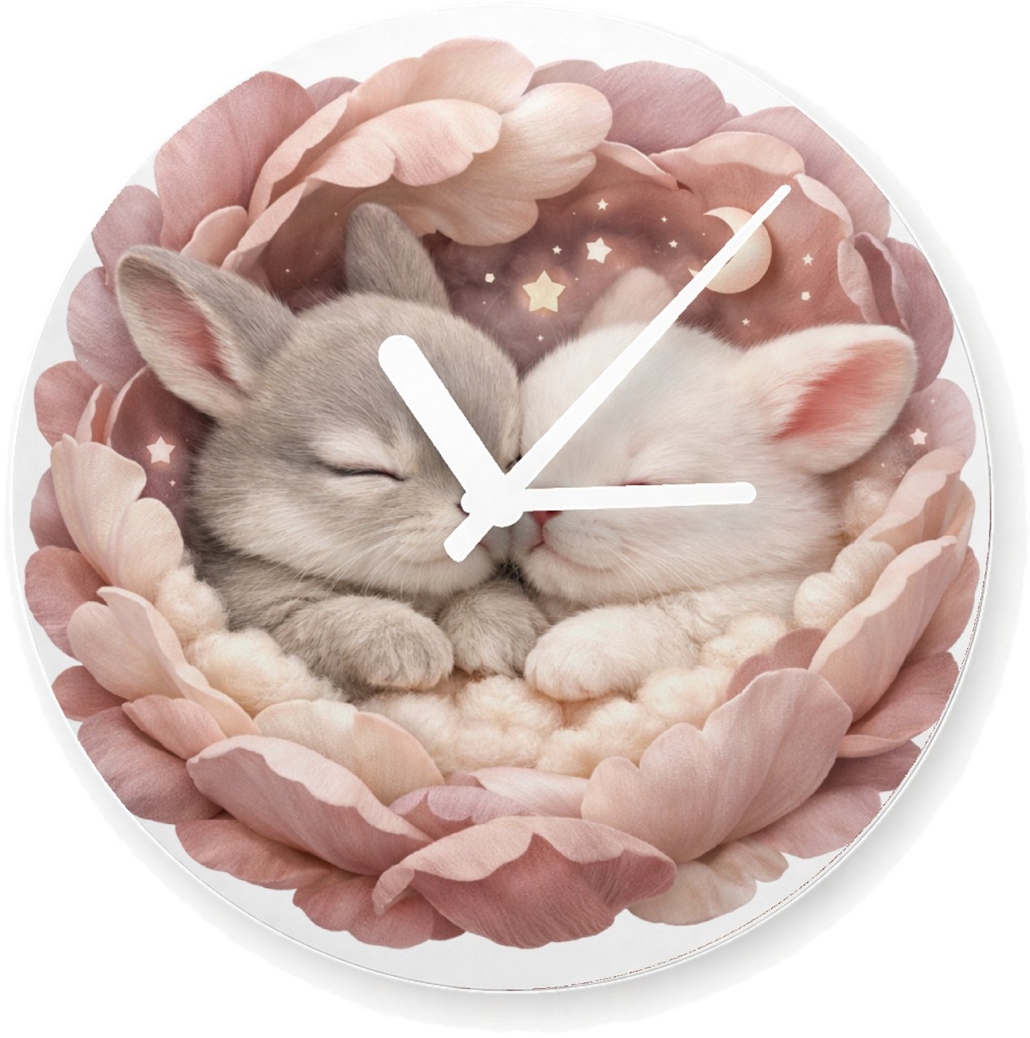 Mr Cadeautjes Glazen klok Ø 20 - design Een sprookjesachtige close-up met een dierlijk hoofdonderwer | cadeau Wit