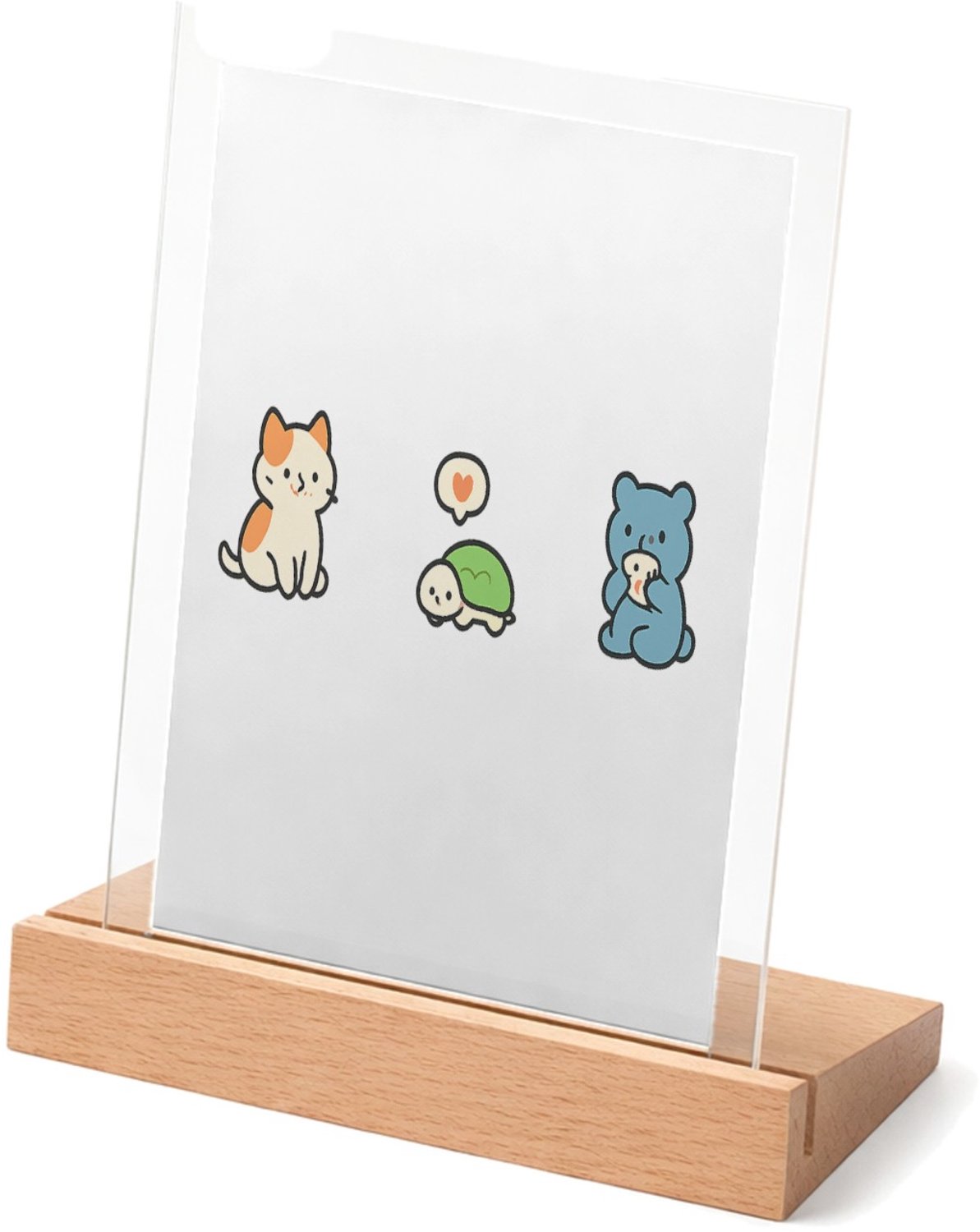Mr Cadeautjes Glasframe met vaste tekst - design Een rustige, speelse dierenrij met een kleine snack- of eetk | cadeau Wit