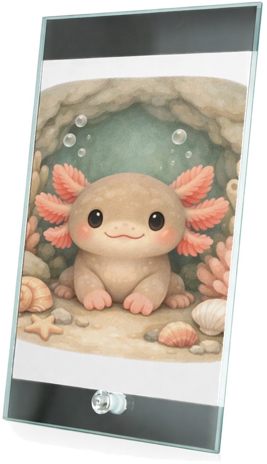 Mr Cadeautjes Glasframe 15 x 23 - design Een frontaal afgebeeld onderwaterdiertje in een zachte koraa | cadeau Wit