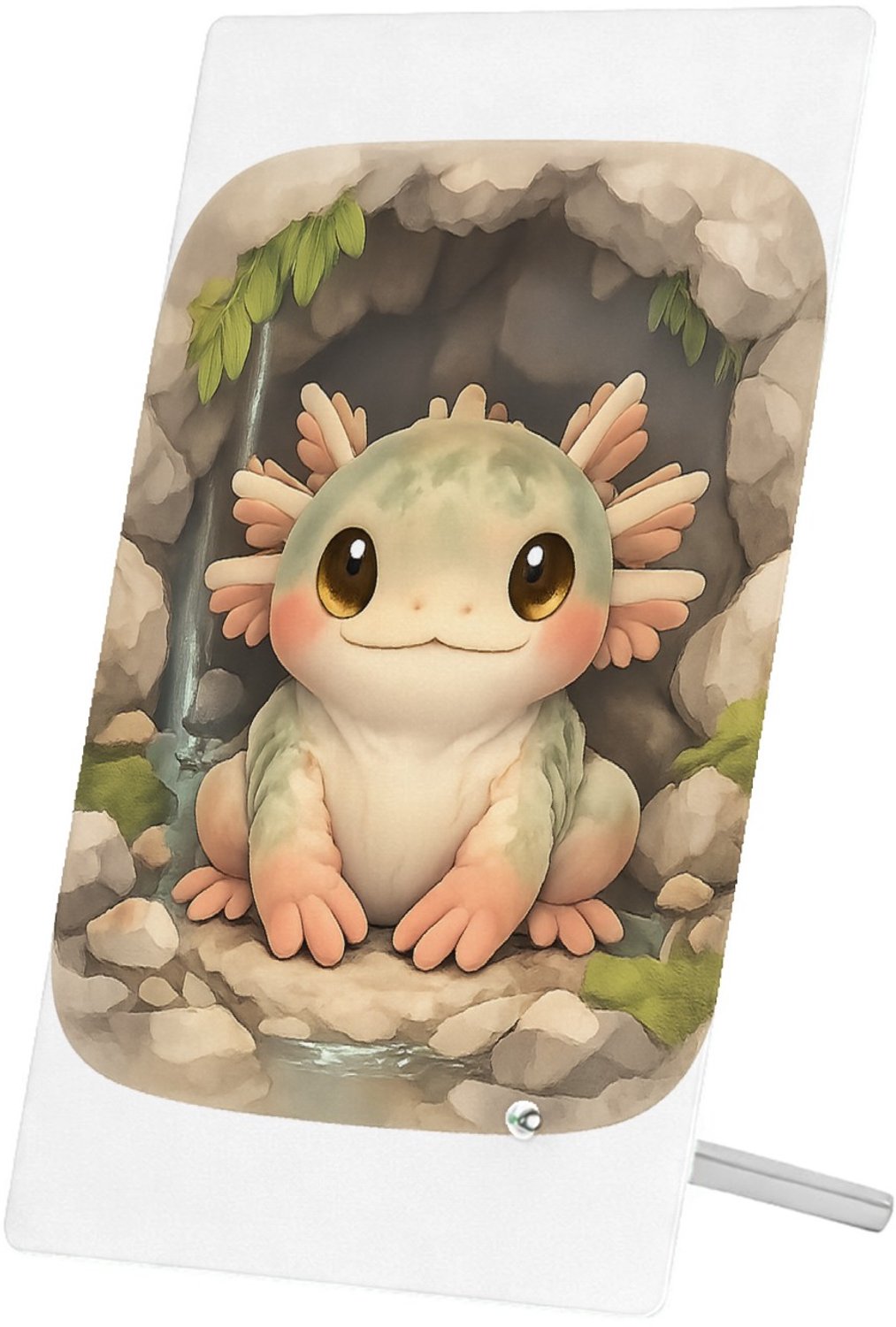 Mr Cadeautjes Glasframe 11 x 16 - design Een compact, schattig portret van een mini-forest creature i | cadeau Wit