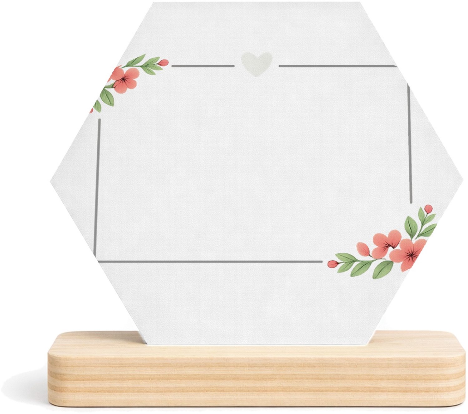 Mr Cadeautjes MDF fotolijst/inleg hexagon 14 x 13 - design Een zacht troostontwerp rond een andere emotionele boodschap | cadeau Wit