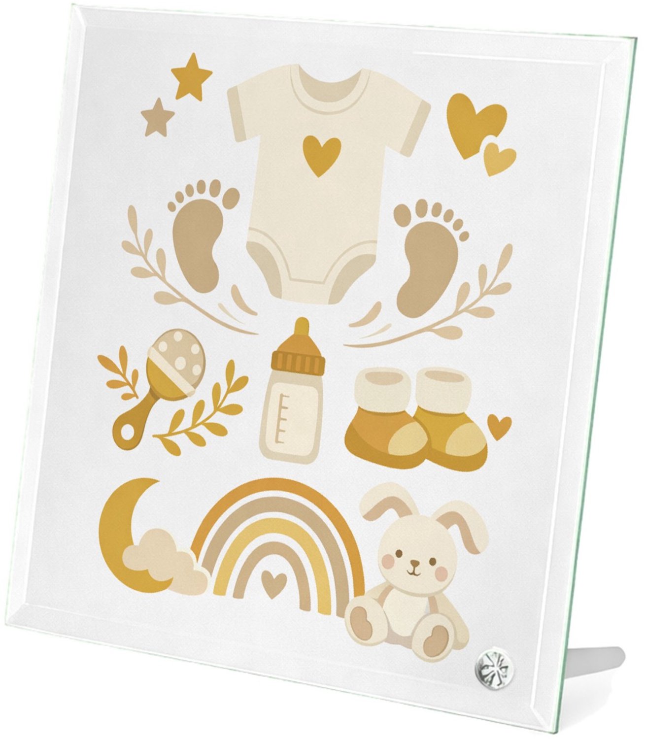 Mr Cadeautjes Glasframe 20 x 20 - design Een zachte aankondigingsprint voor een nieuwe familiefase me | cadeau Wit