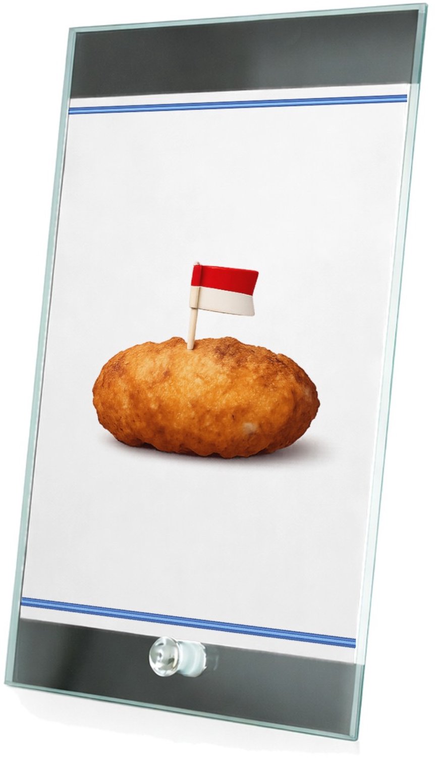 Mr Cadeautjes Glasframe 15 x 23 - design Grappige eetbare trots met een enkel centraal voedselobject | cadeau Wit