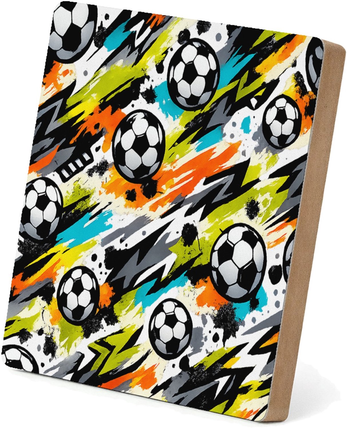 Mr Cadeautjes MDF staande fotolijst 15,2 x 15,2 - design Neon basketbal-energieprint met dynamische beweging en score | cadeau Wit