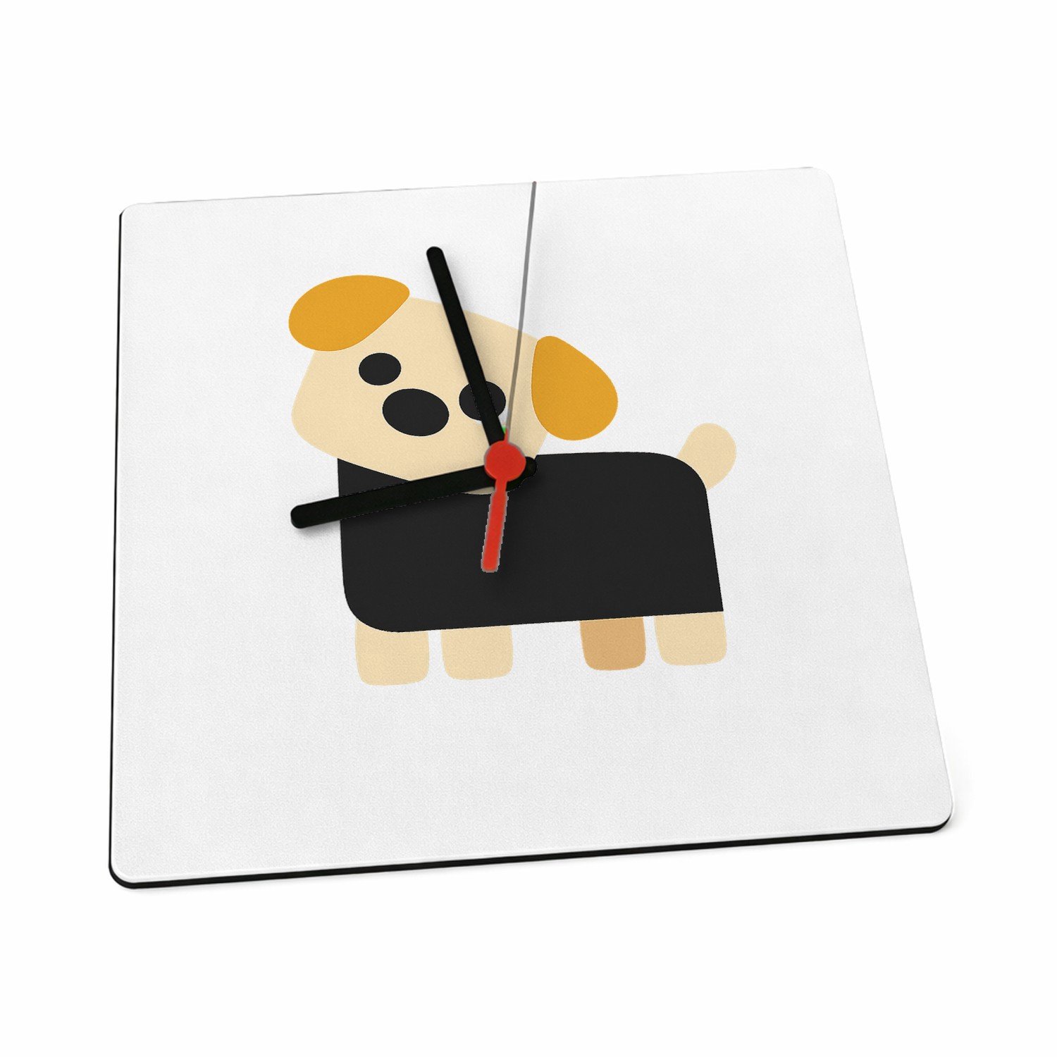 Mr Cadeautjes Klok 19 x 19 - design Minimalistische hond met eigenwijze blik | cadeau Wit