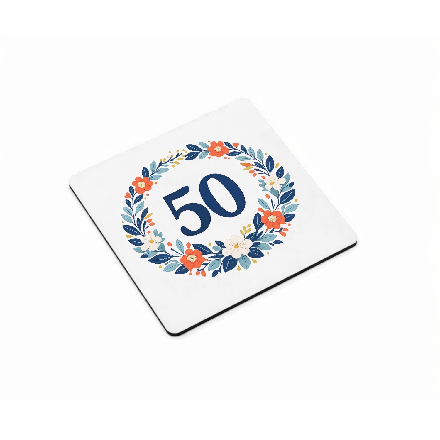 Mr Cadeautjes MDF magnetische fotolijst vierkant 9,5 - design Mijlpaalverjaardag met een speelse plantenslinger en groot c | cadeau Wit