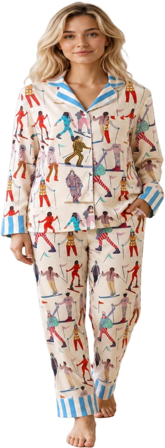Imily Bela Dames Pyjama Set met Print, Lange Mouwen en Lange Broek Lichtblauw
