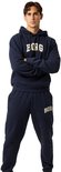 Donkerblauwe Björn Borg hoodie en joggingbroek met OFF-WHITE "BORG" opdruk.