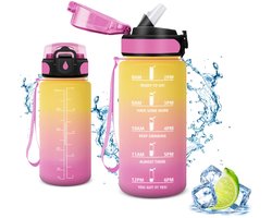 Vikaster Sportdrinkfles, waterfles met rietje, 0,5 l, lekvrij, BPA-vrij, sportfles voor camping, yoga, gym, school - ShopVlot