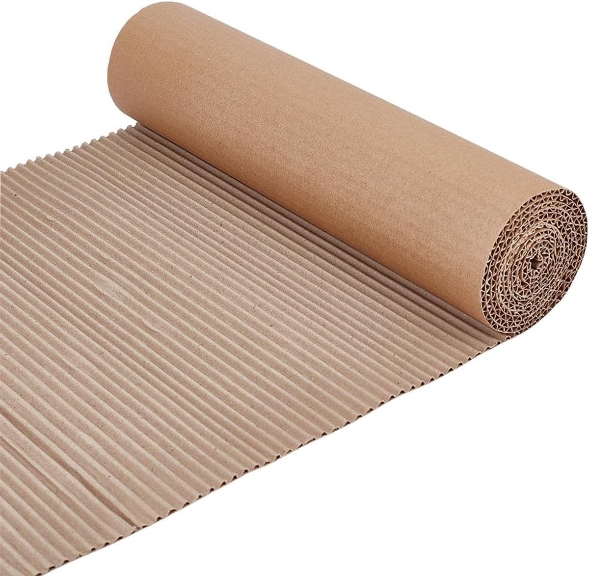 5m x 35cm Bruine Enkele Geplakte Golfkarton Rol voor Cadeauverpakking, Opslag en DIY Klussen, 2.5mm Dikte