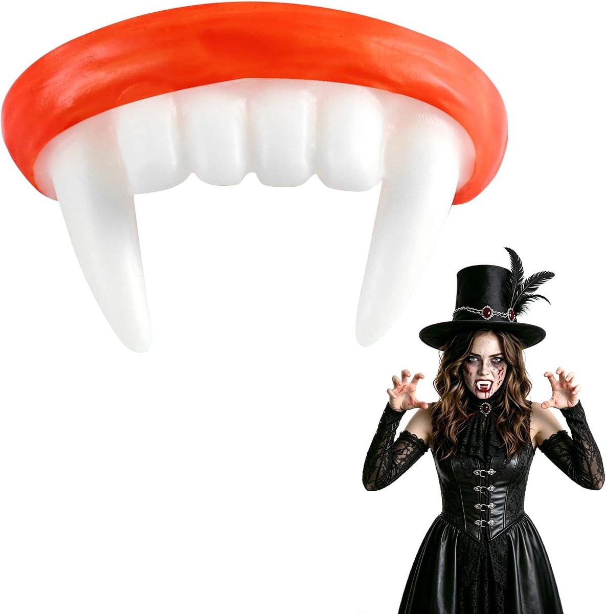 Herbruikbare vampiertanden voor Halloween en cosplay, perfect voor carnaval en feestjes, 1 stuk