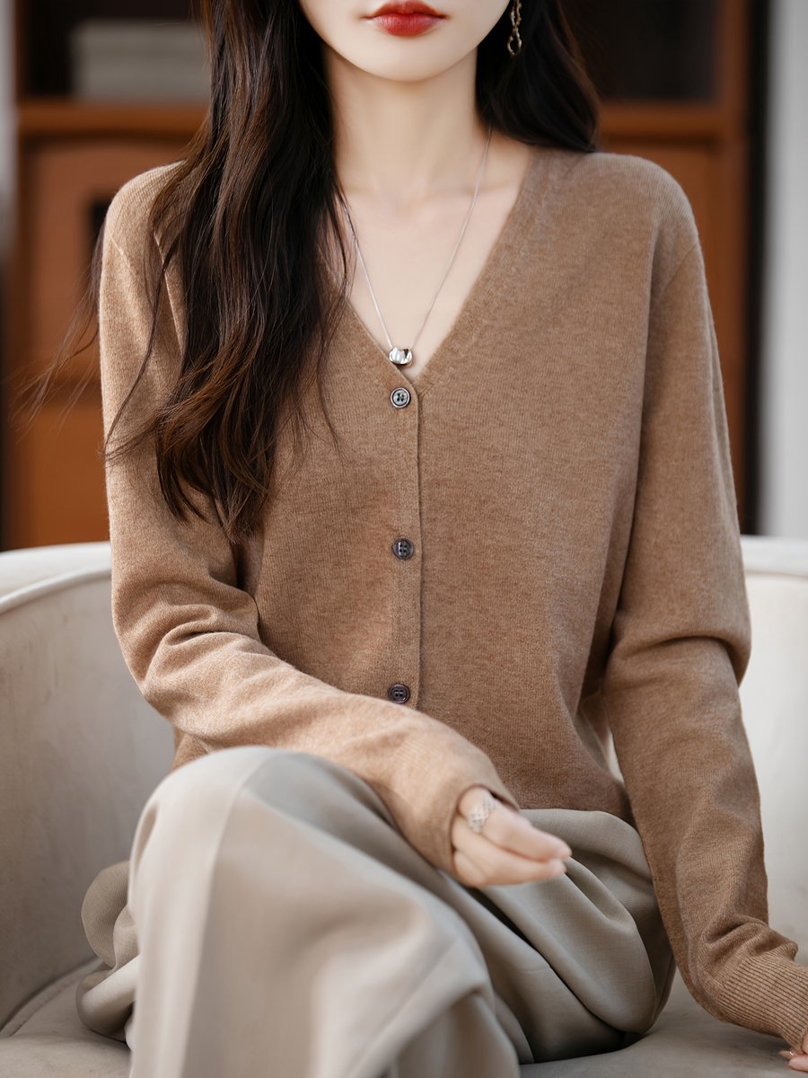 Currero Cardigan Dames Vest Vrouwen Met Knopen Volwassenen Warm Gebreid Vest Long Lichtbruin