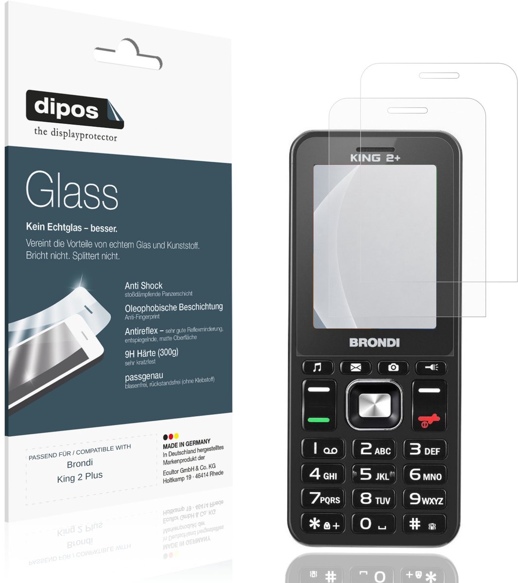 dipos – 2x Matte Pantserfolie geschikt voor Brondi King 2 Plus | 9H Screenprotector