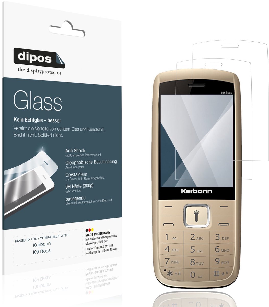 dipos – 2x Pantserfolie geschikt voor Karbonn K9 Boss | 9H Screenprotector