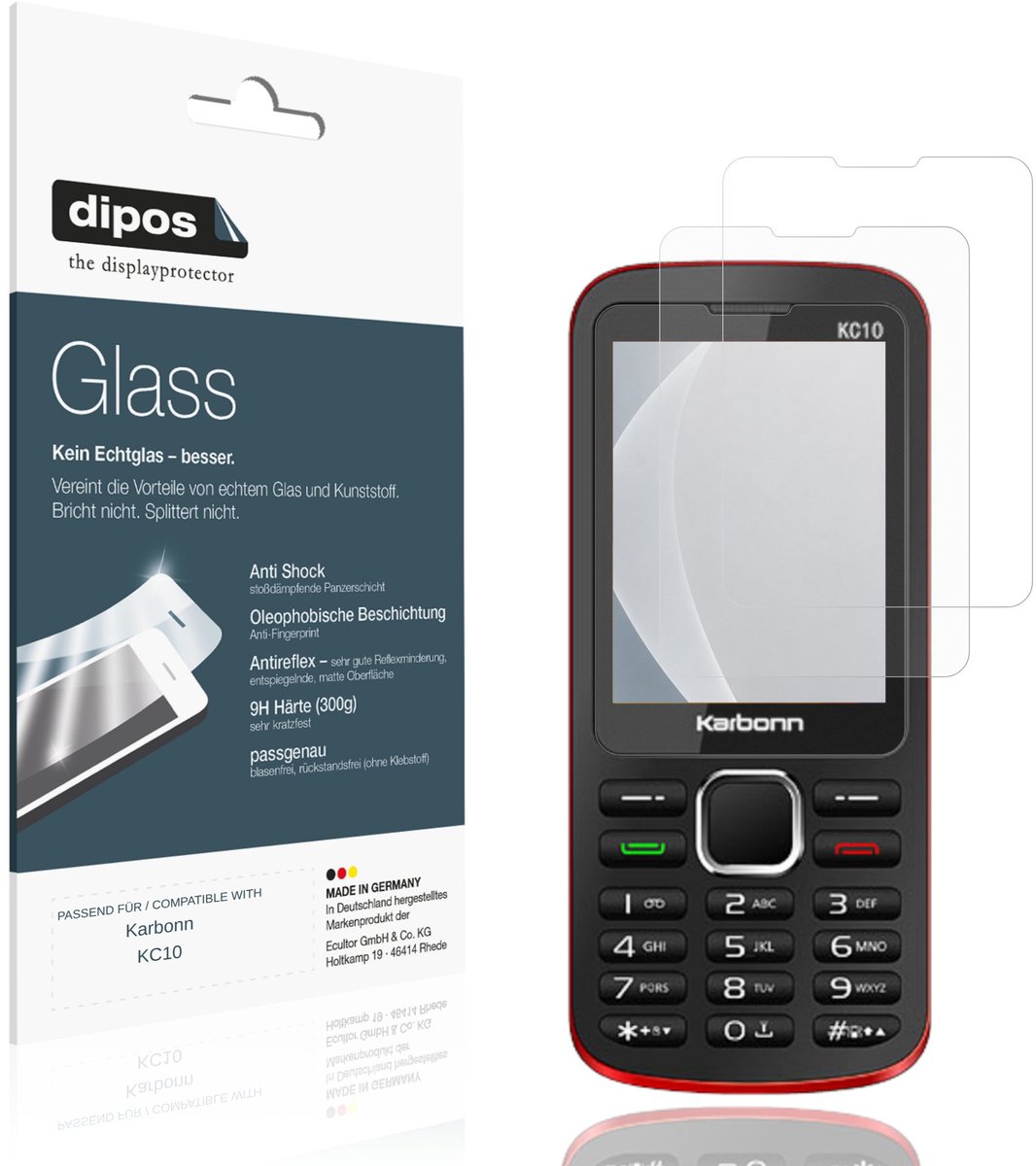 dipos – 2x Matte Pantserfolie geschikt voor Karbonn KC10 | 9H Screenprotector