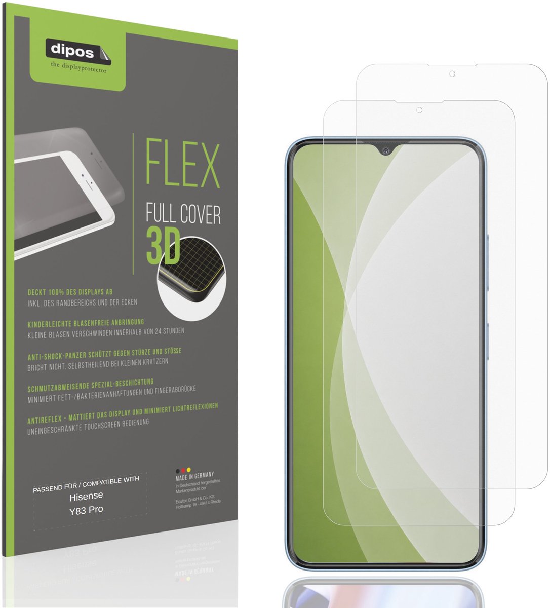 dipos FLEX – 2x Matte Screenprotector geschikt voor Hisense Y83 Pro | Volledige Schermbescherming | Case-Friendly
