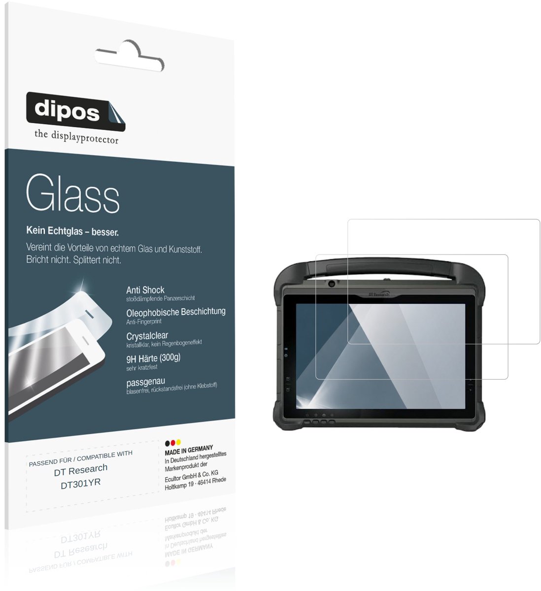 dipos – 2x Pantserfolie geschikt voor DT Research DT301YR | 9H Screenprotector