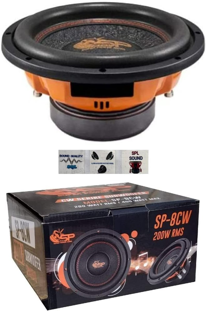 KIT SET VOOR SP AUDIO SP-8CW SP8CW 20 1 subwoofer 20 cm 200 mm 8" diameter, dubbele spreekspoel, dvc 2+2 ohm, 200 watt - ShopVlot