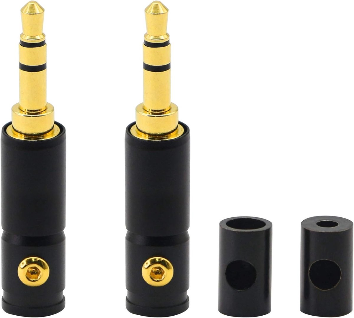 Audio solder plug 3.5mm - Goud vergulde DIY vervangingsconnector voor audiokabel met 2.5mm hoes en 4.35mm aansluiting, ideaal voor audioverbindingen en -projecten.