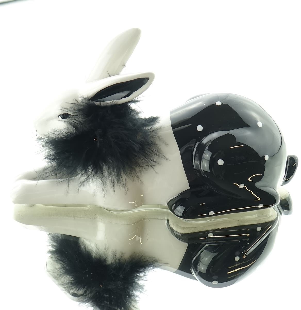 Scheulen Paasdecoratie Haas Chic Wit-Zwart Verenboa 10 cm
