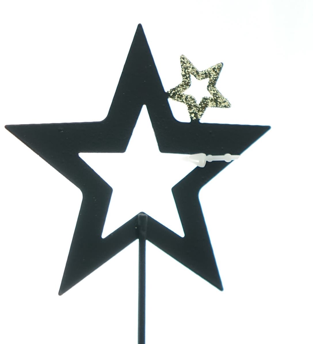 Scheulen kerststeker ster op ster zwart goud Ø 7,5 cm
