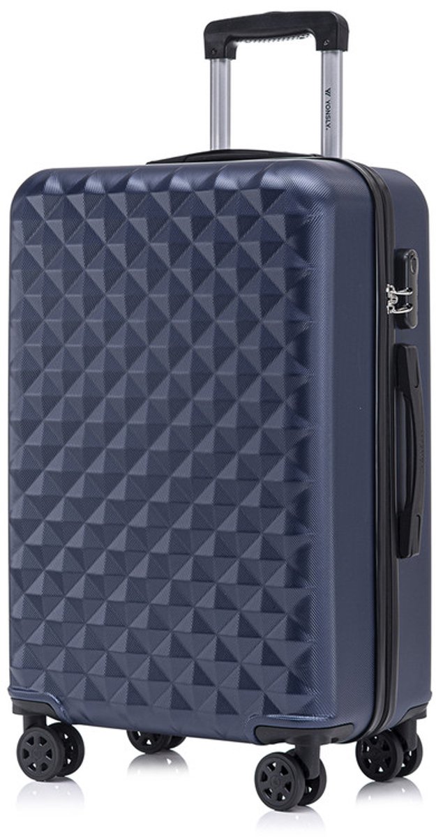 YONSLY Handbagage Koffer - 66cm - 66 L - Cijferslot- 360° Draaibare Wielen - Trolley- 66 x 43 x 26 cm - Donkerblauw