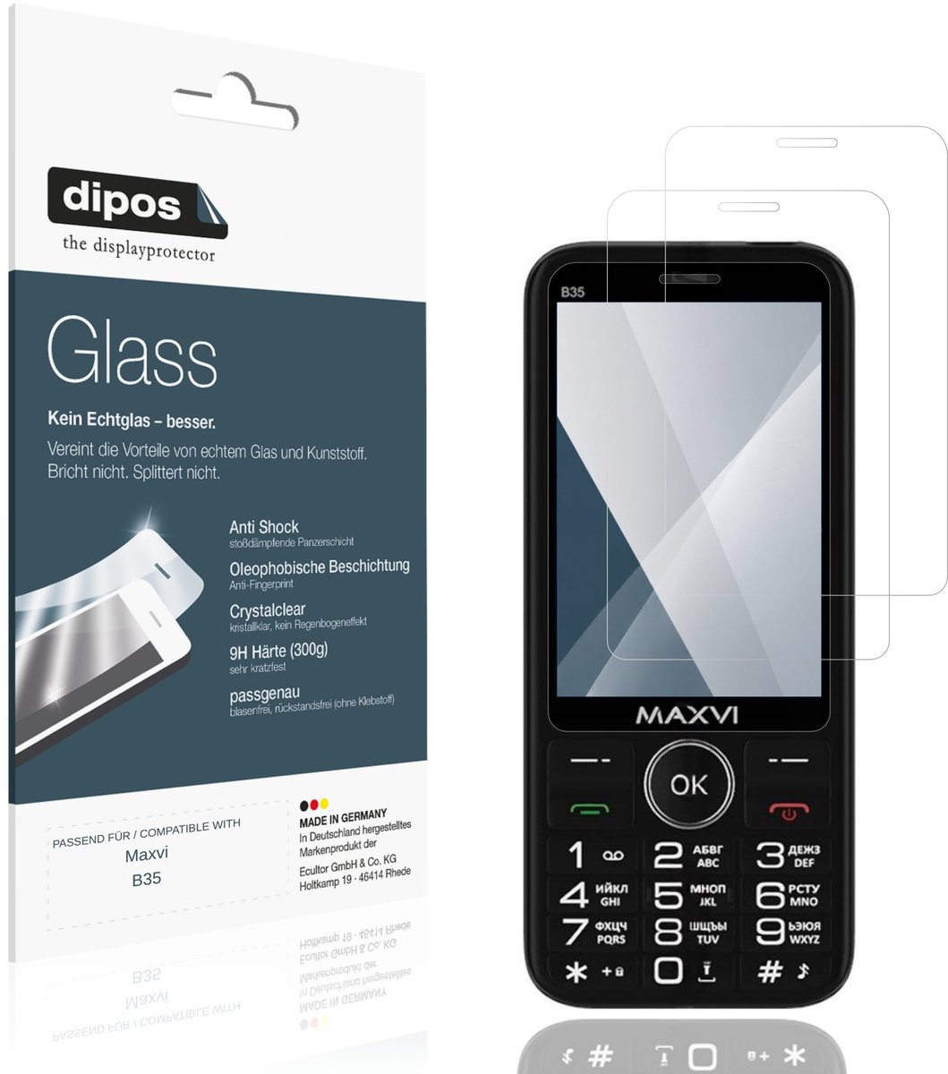 dipos – 2x Pantserfolie geschikt voor Maxvi B35 | 9H Screenprotector