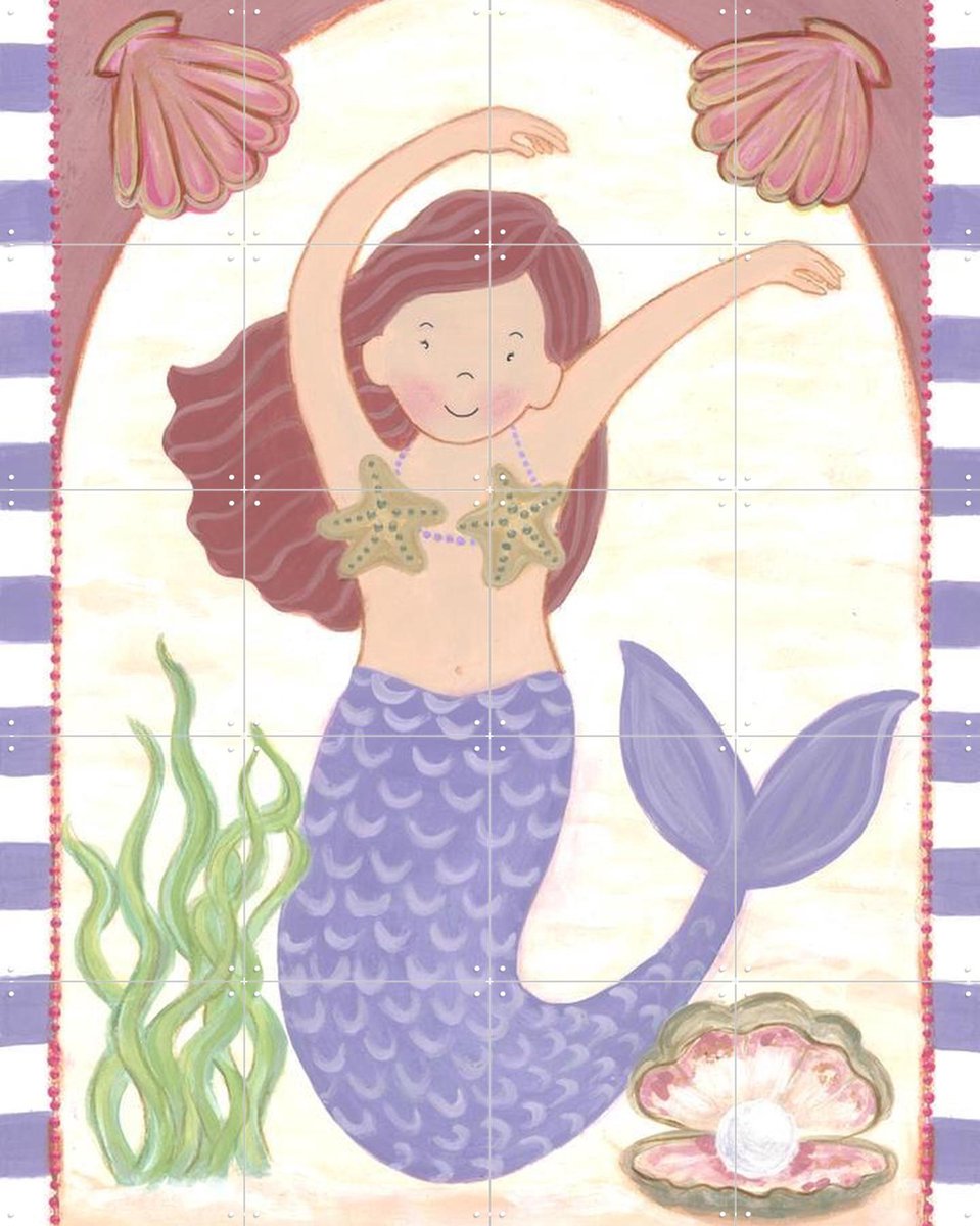 IXXI Zeemeermin, Desirée van Hattem - 80 x 100 cm - Gratis ophangtool - Grote wanddecoratie en posters - Cartoonesk, Illustraties, Speels, Aquarel