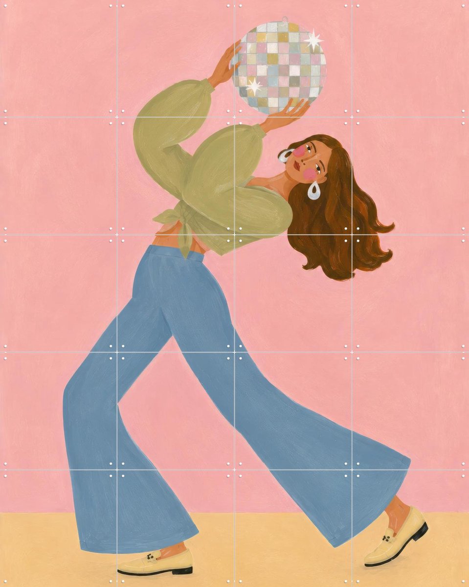 IXXI Disco Darling, Atelier Pommeline - 80 x 100 cm - Gratis ophangtool - Grote wanddecoratie en posters - Cartoonesk, Speels, Kleurrijk, Modern