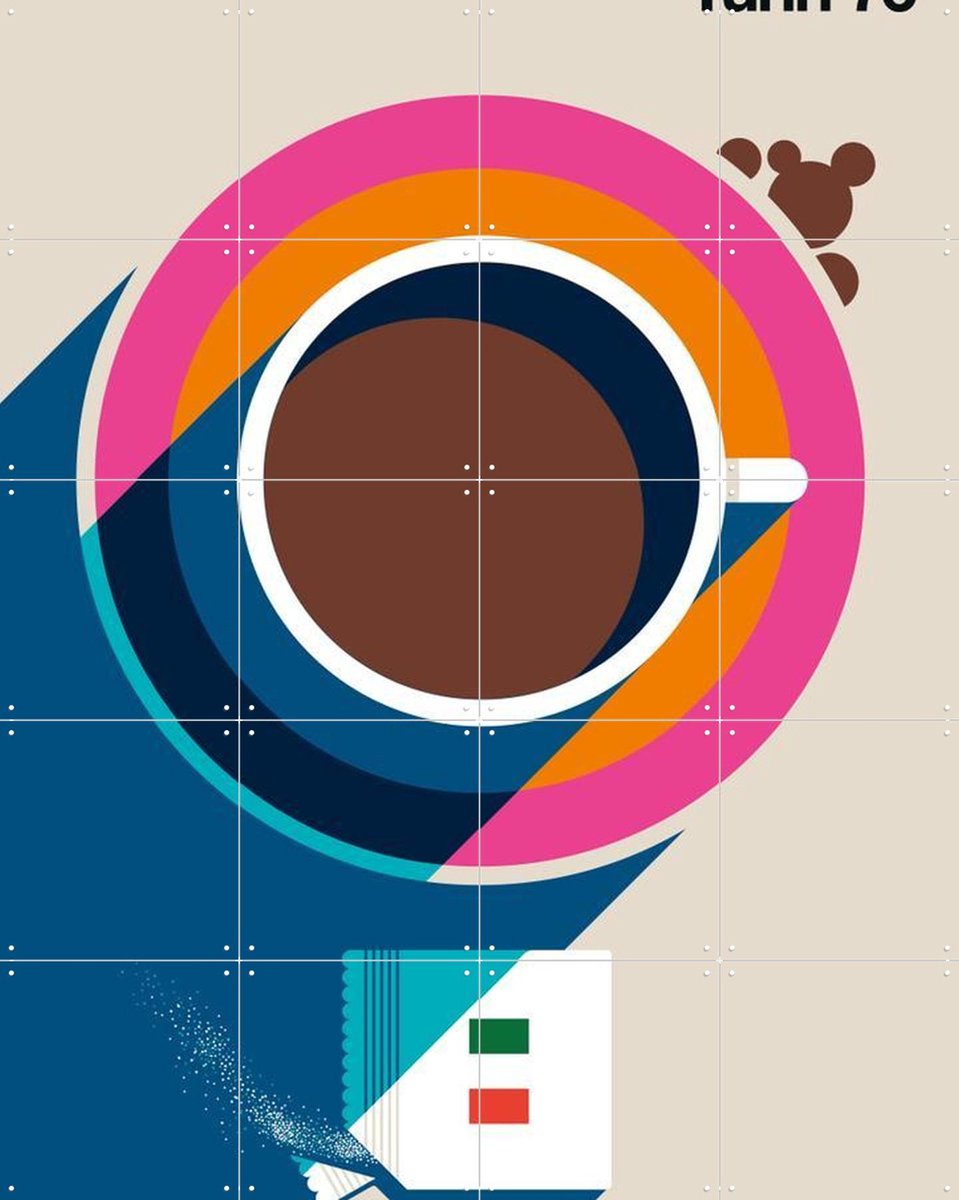 IXXI Turin 76, Bo Lundberg - 80 x 100 cm - Gratis ophangtool - Grote wanddecoratie en posters - Illustraties, Kleurrijk, Mancave, Eten & Drinken