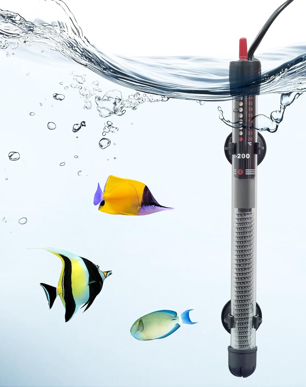 Aquariumverwarming 200 W - verwarmingselement met temperatuurinstelling 20-34 °C - geschikt voor 120-200 liter - ShopVlot