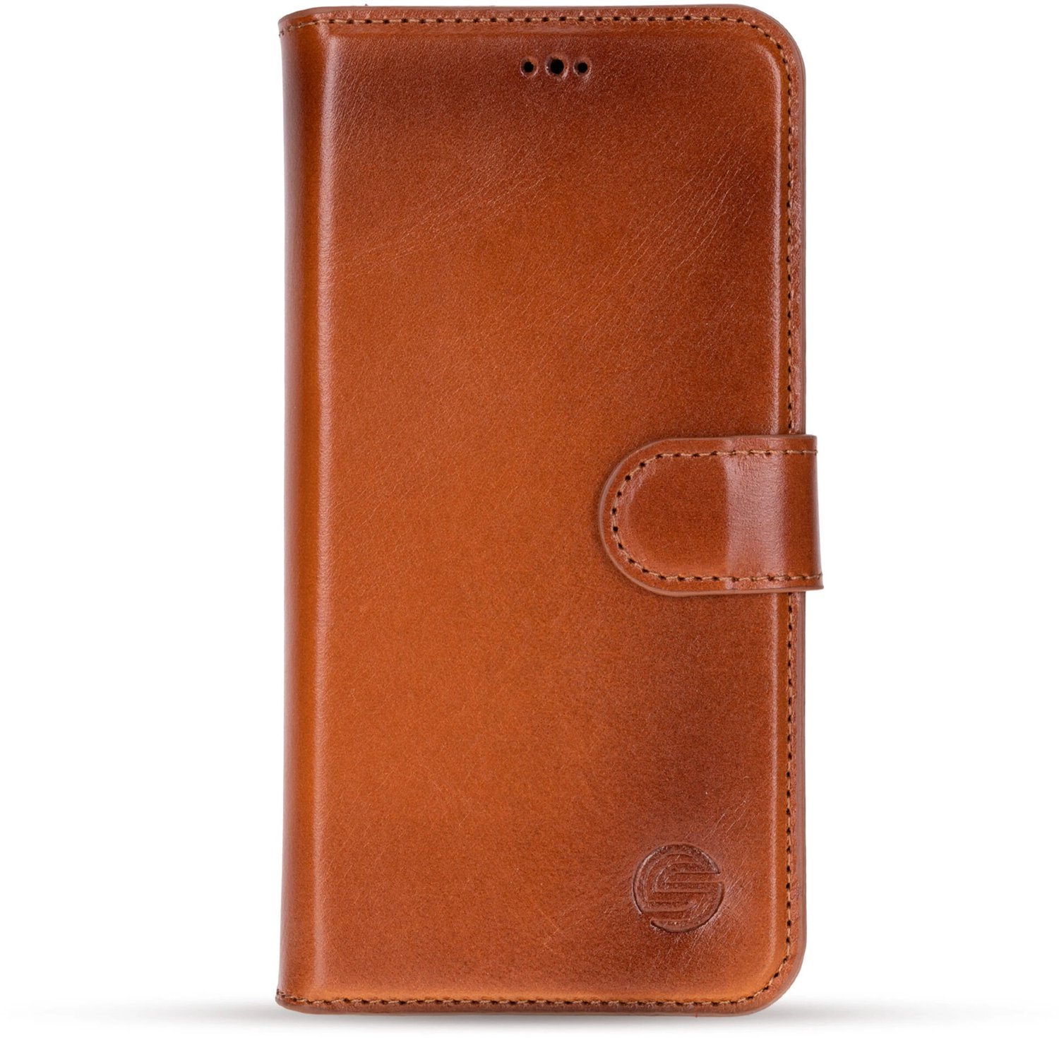 Geschikt Voor iPhone 13 Pro Hoesje Leer - Solidenz Bookcase Geschikt Voor iPhone 13 Pro Lederen - Echt leer - Telefoonhoesje Met Pasjeshouder - Top grain leather case cover - Bruin