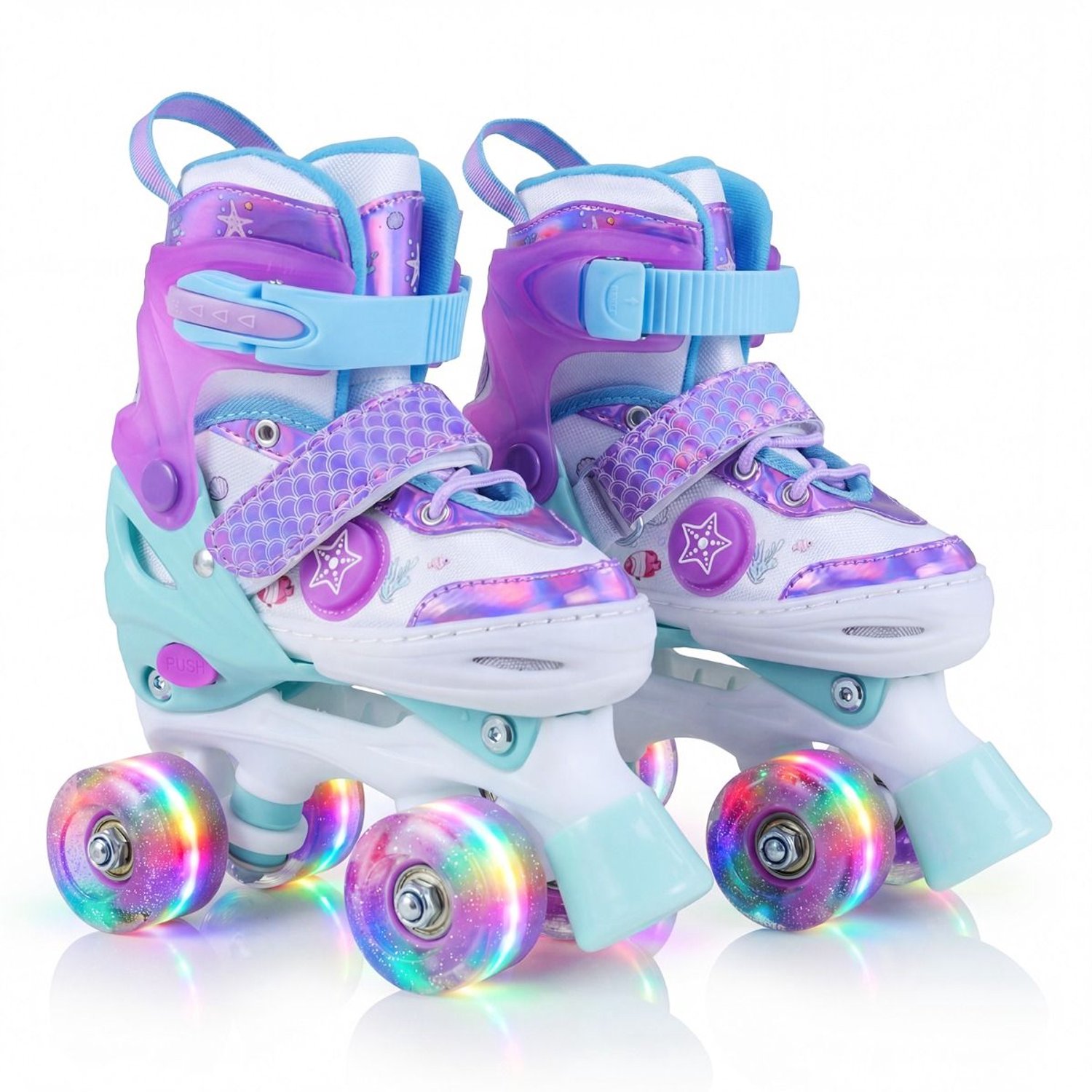 SureDeal® - Speelgoed - Rolschaatsen - Kinderen - Jaar Quad Schaatsen - Lichtgevende Wielen Veiligheidsbescherming - Paars & Blauw