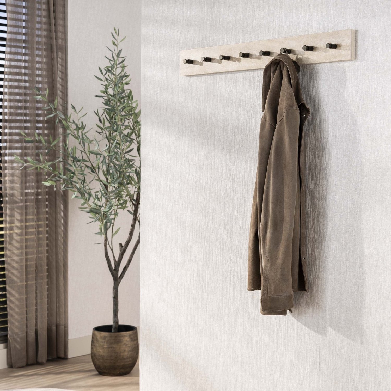 Dimehouse Kapstok Borea Keramiek Travertin 8 Haken 80 cm