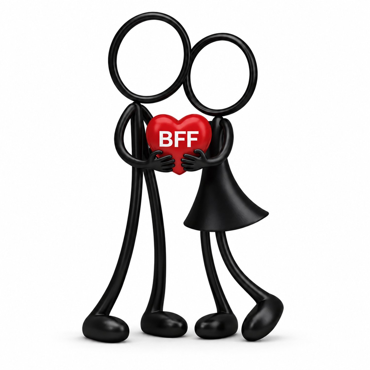 Stickyman BFF Duo - 2 personen met rood hart - zwart - 20 cm hoog