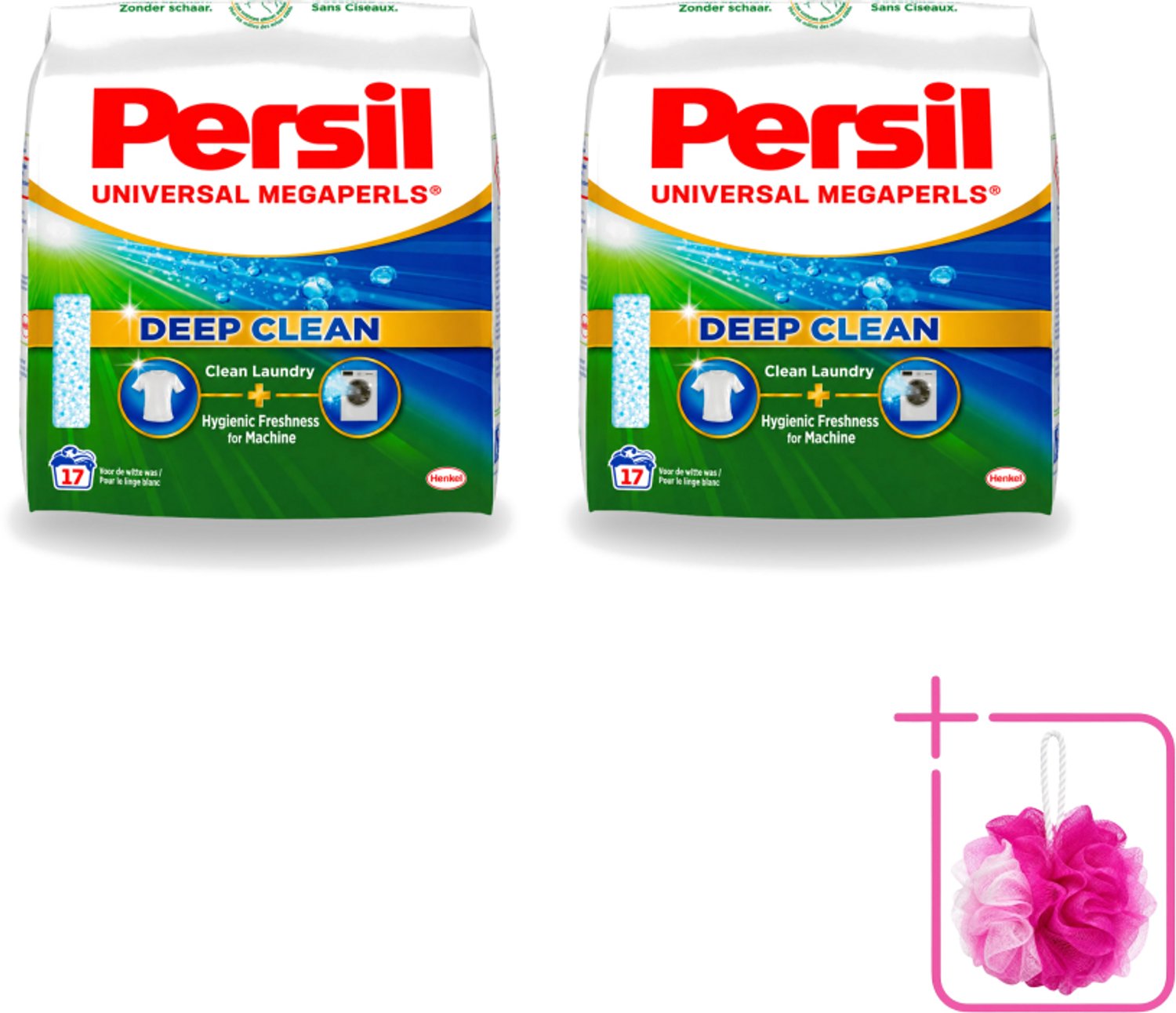 2 x Persil Universal Megaperls - Waspoeder - Witte en Gekleurde Was - 17 Wasbeurten - Bulkverpakking - Waspoeder - Douchemop - Was