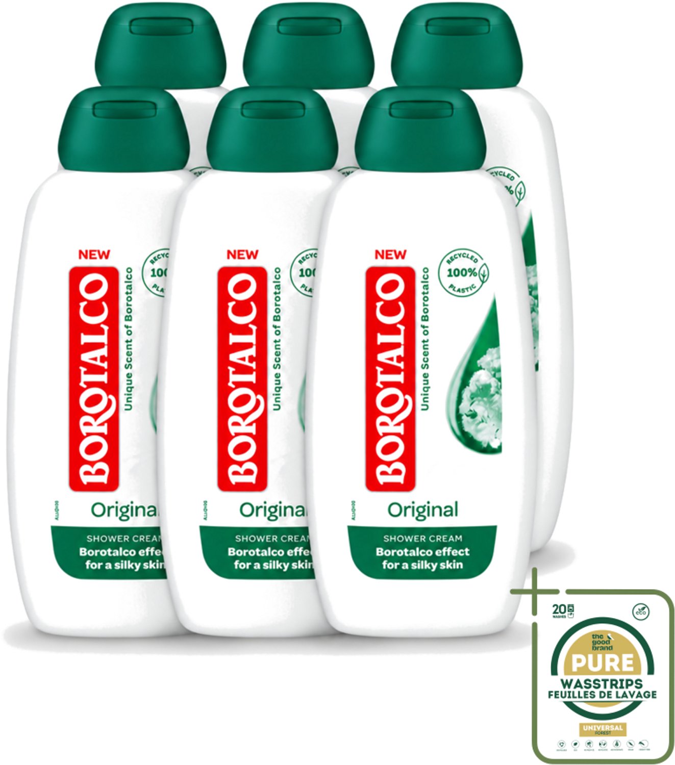 6 x Borotalco – Douchegel – Original – 250 ml - Wasstrips - Douchegel - Borotalco - Huidverzorging - Douchegel Voor Gevoelige Huid - Douchegel Voor Droge Huid