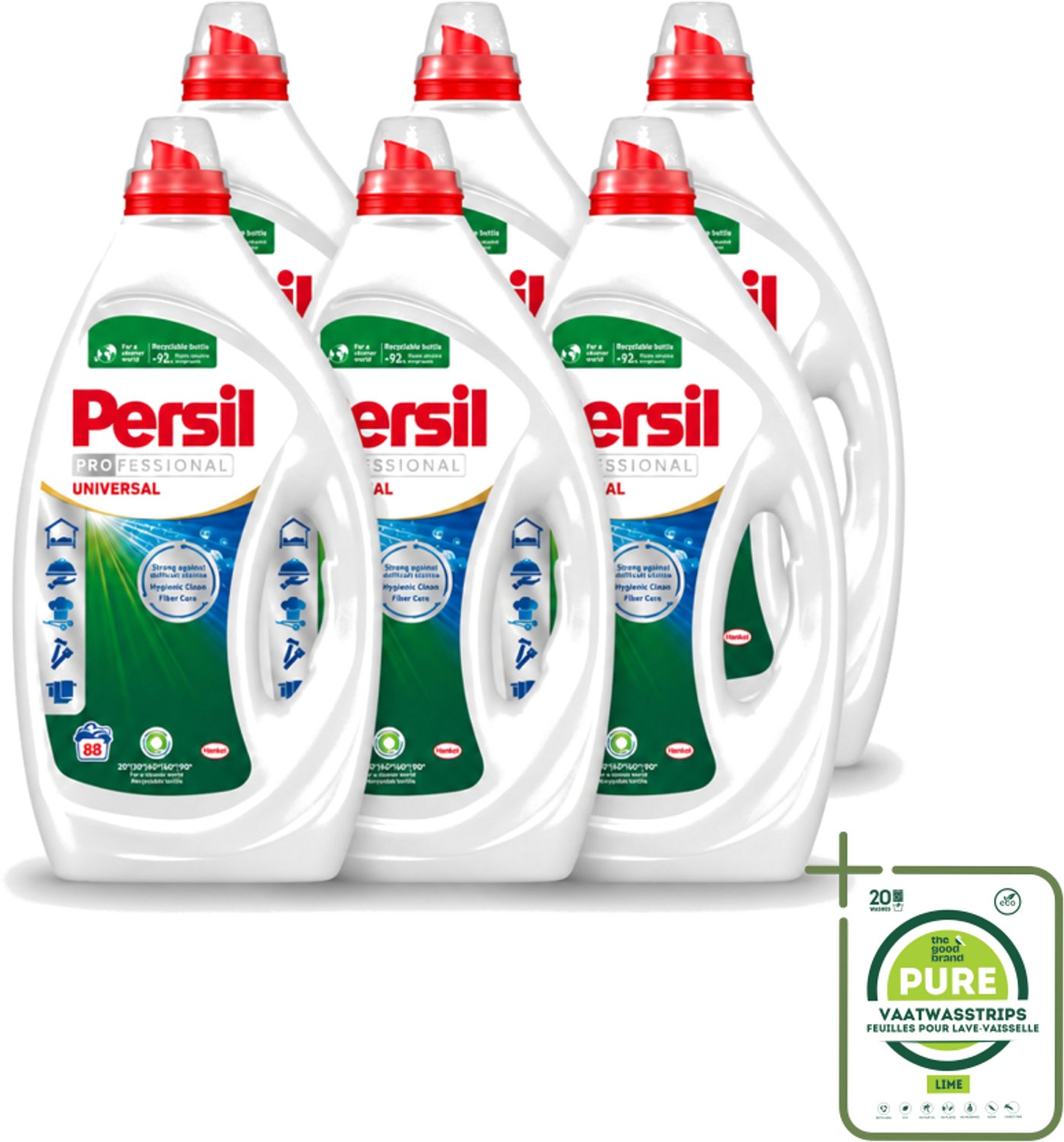 6 x Persil Professional - Universal - Vloeibaar Wasmiddel - Witte en Gekleurde Was - 88 Wasbeurten - Grootverpakking - Vaatwasstrips - Wasmiddel - Wasmachine - Vlekverwijdering - Frisheid - Wasgoed