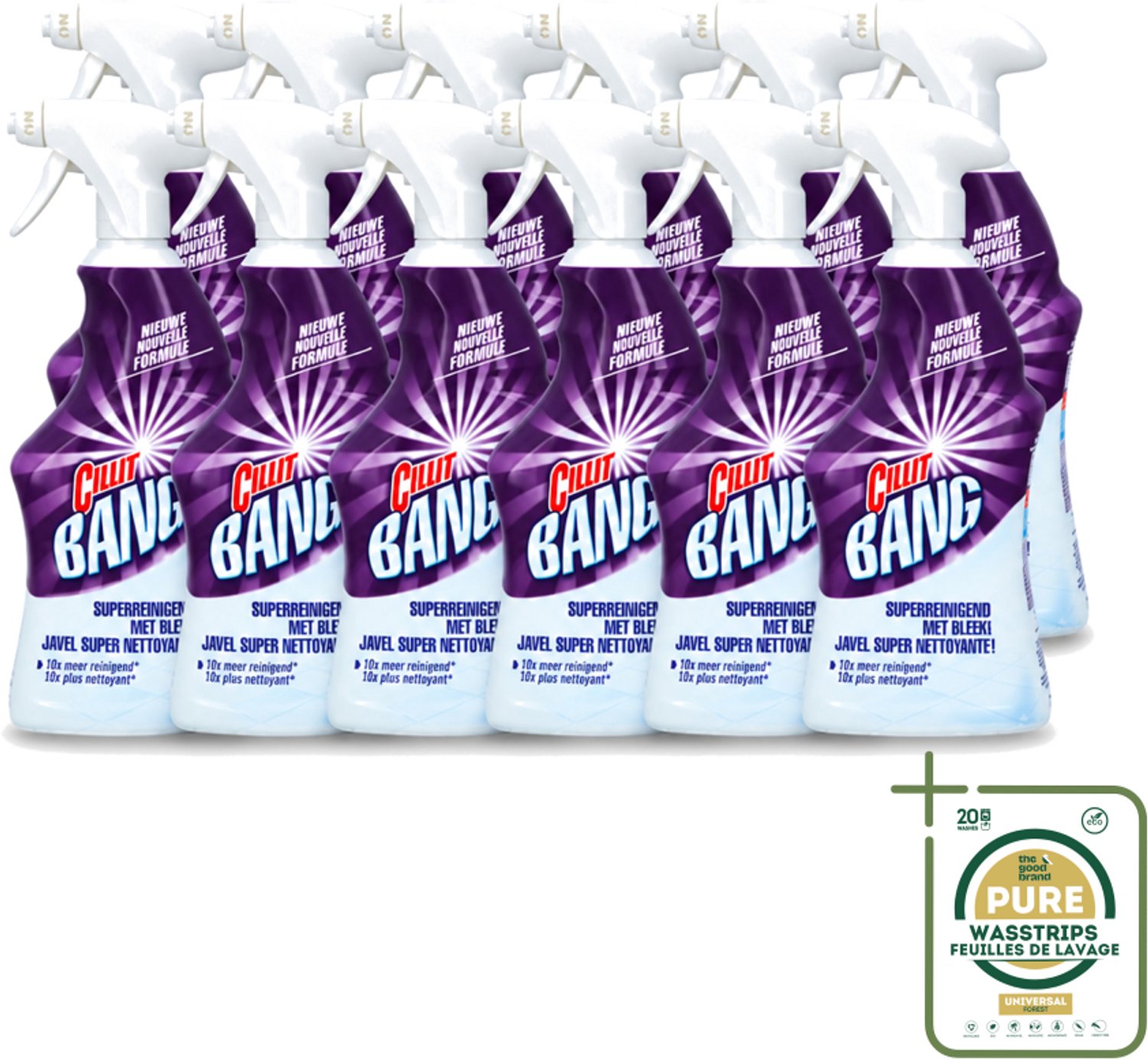 12 x Cillit Bang - Power Cleaner - Bleek & Hygiëne - Schoonmaakspray - Voor Vlekken en Aanslag - 750 ml - Wasstrips - Schoonmaak - Vuil Verwijderen - Vlekken Verwijderen - Bleek - Hygiëne