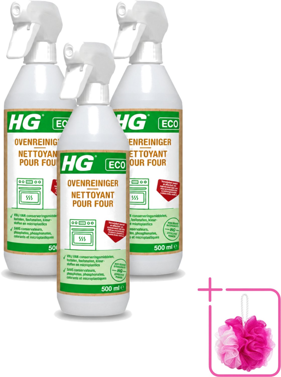 3 x HG ECO - Ovenreiniger - Verwijdert Snel & Effectief - Duurzaam & Ecologisch - 500 ml - Bulkverpakking - Oven reinigen - Vet verwijderen